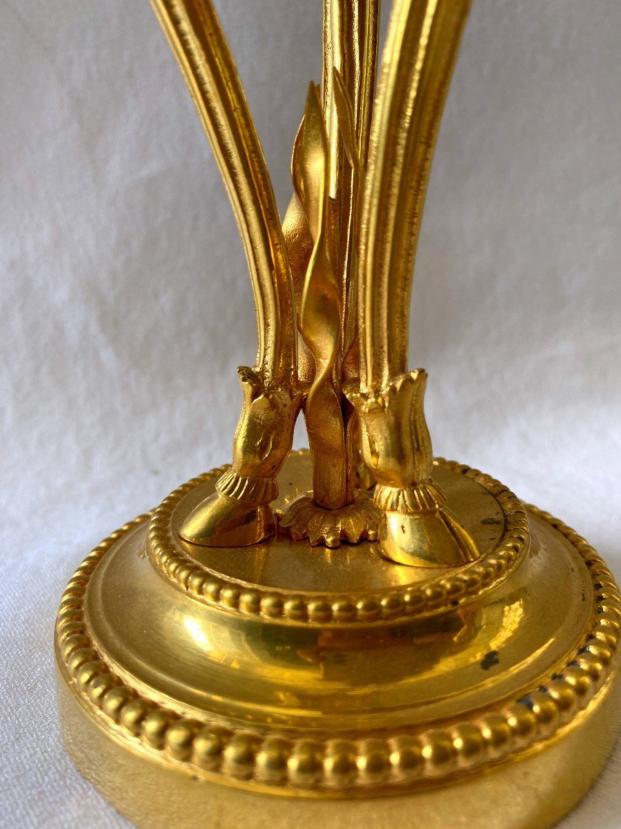 Bougeoirs d'époque Louis XVI En Bronze Doré-photo-3