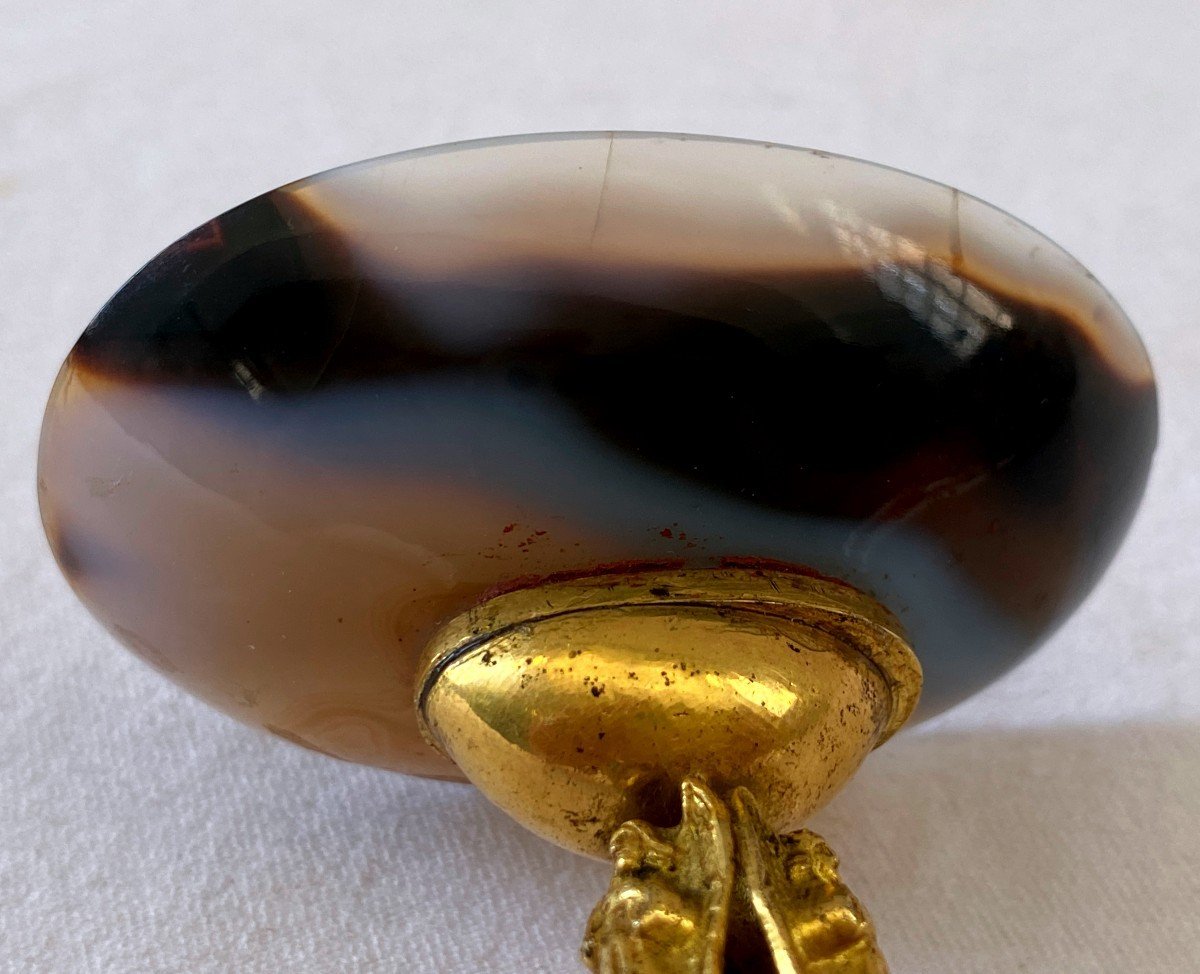 Cup In Agate And Gilt Bronze Signed Garnesson Palais Royal-photo-2