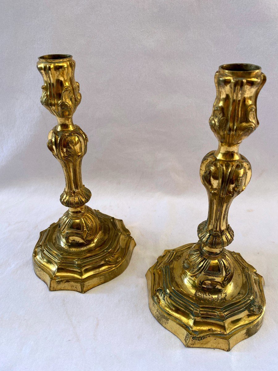 Louis XV Candlesticks With The Arms Of The Count Of Jonzac-photo-2