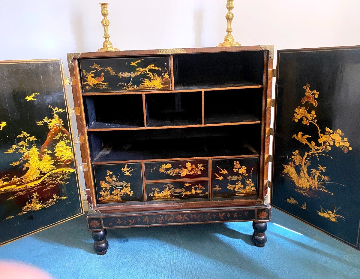 Cabinet En Laque Style Chinoisant Travail Anglais-photo-6