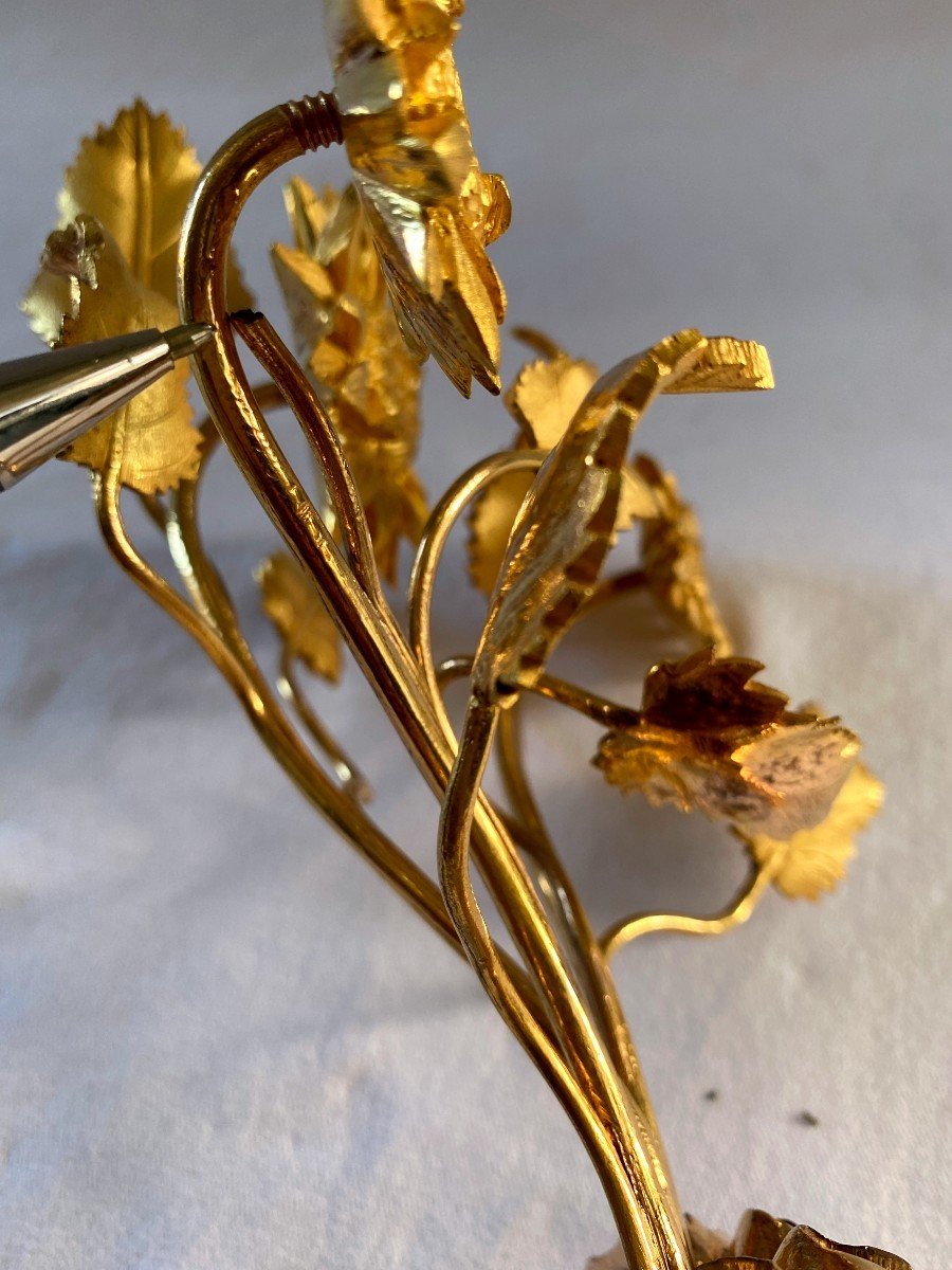 Bouquet Of Flowers In Gilt Bronze For Lyre Pendulum-photo-3