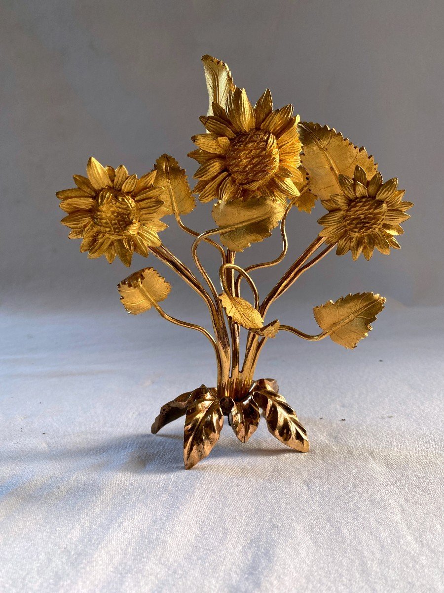 Bouquet Of Flowers In Gilt Bronze For Lyre Pendulum