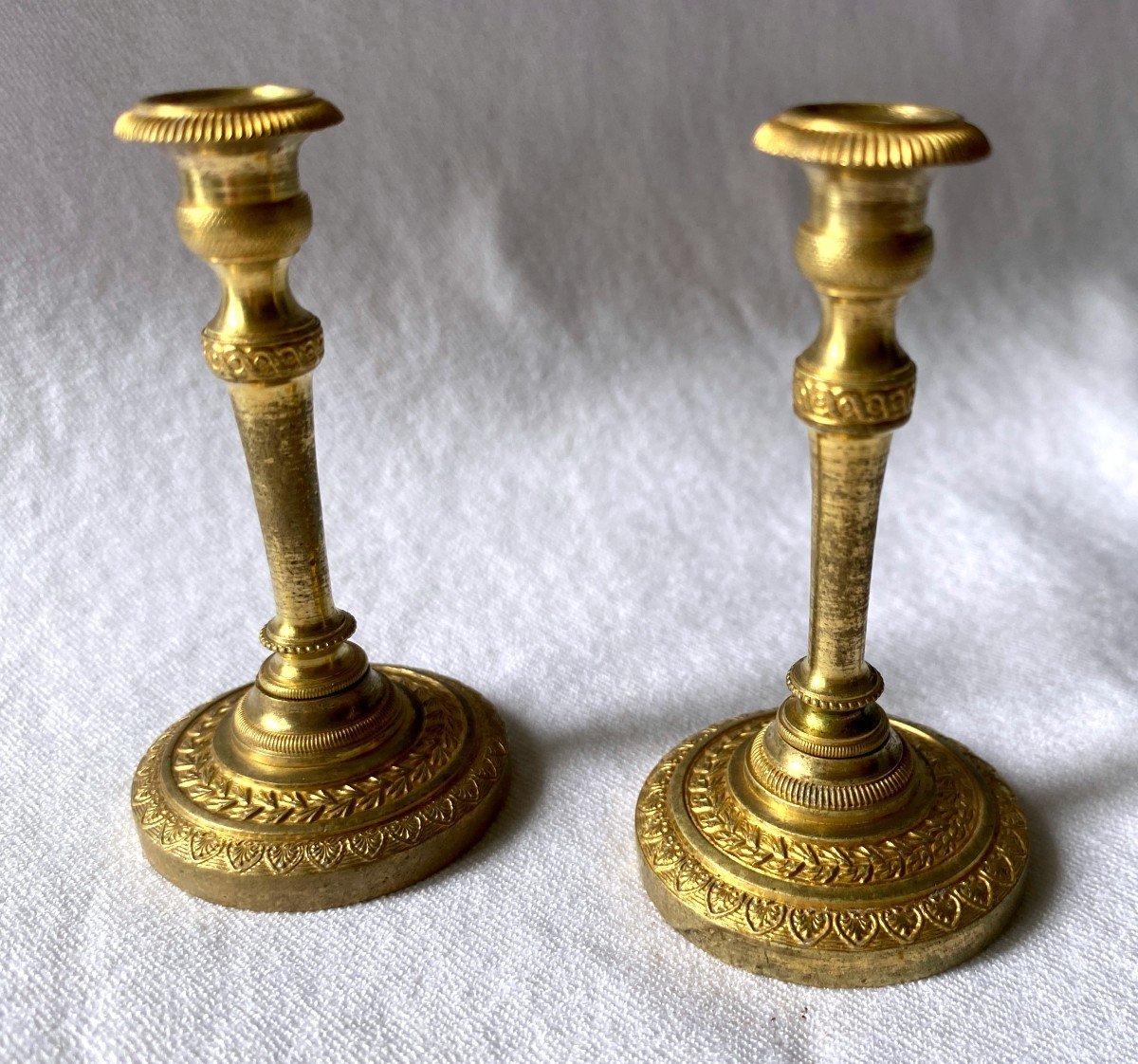 Pair Of Doll Candlesticks In Gilt Bronze-photo-2