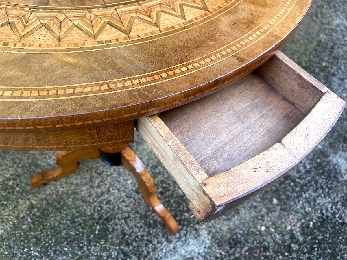 Italian Marquetry Pedestal Table-photo-2