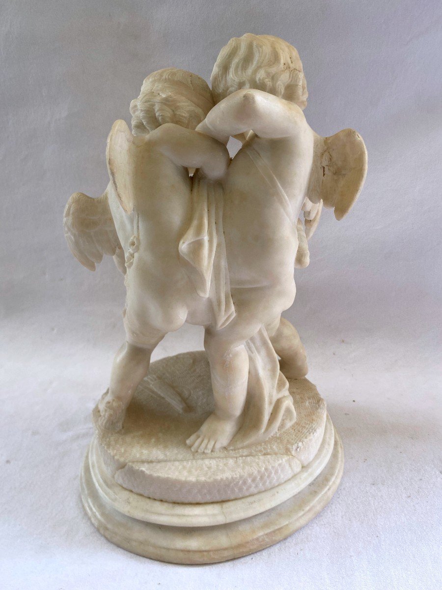 Alabaster Sculpture Cupid And Love By Falconnet-photo-3