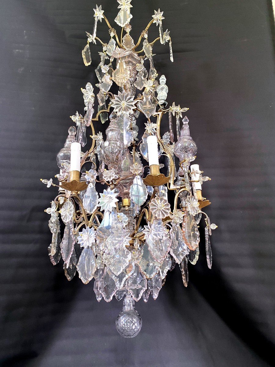 Louis XV Period Cage Chandelier In Bronze And Crystal-photo-3