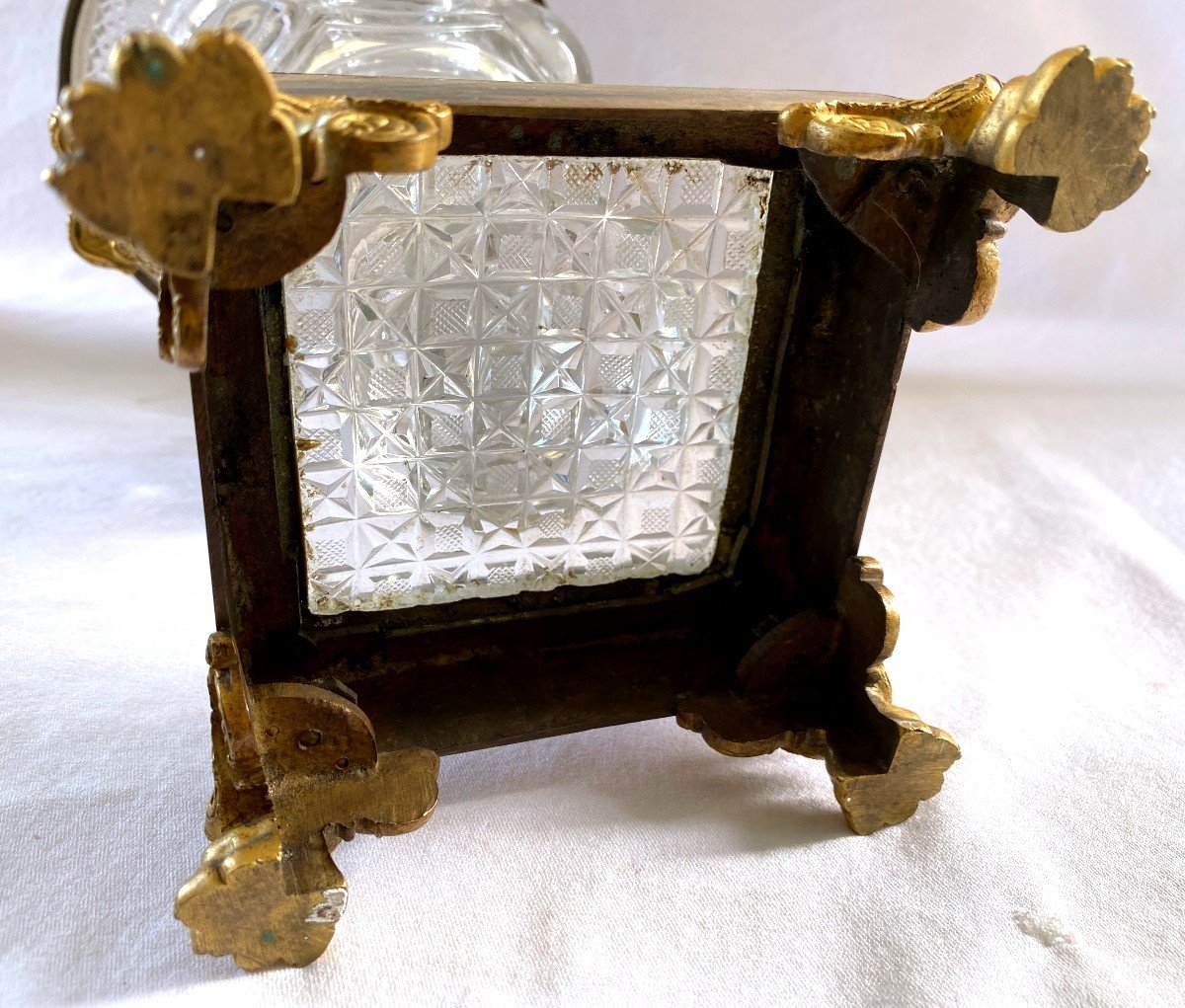 Pair Of Empire Vases In Cut Crystal Mounted Gilt Bronze-photo-7