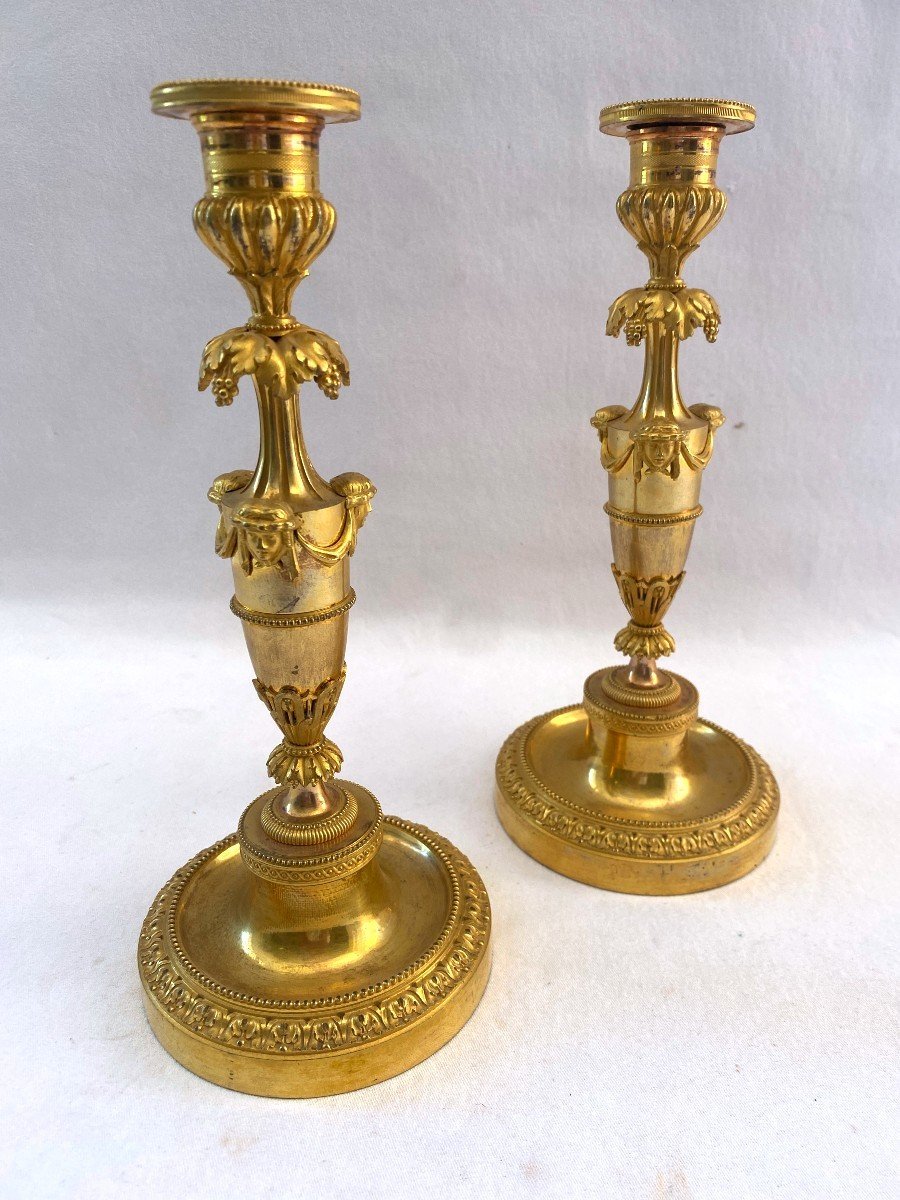 Pair Of Directoire Candlesticks With Faces -photo-2