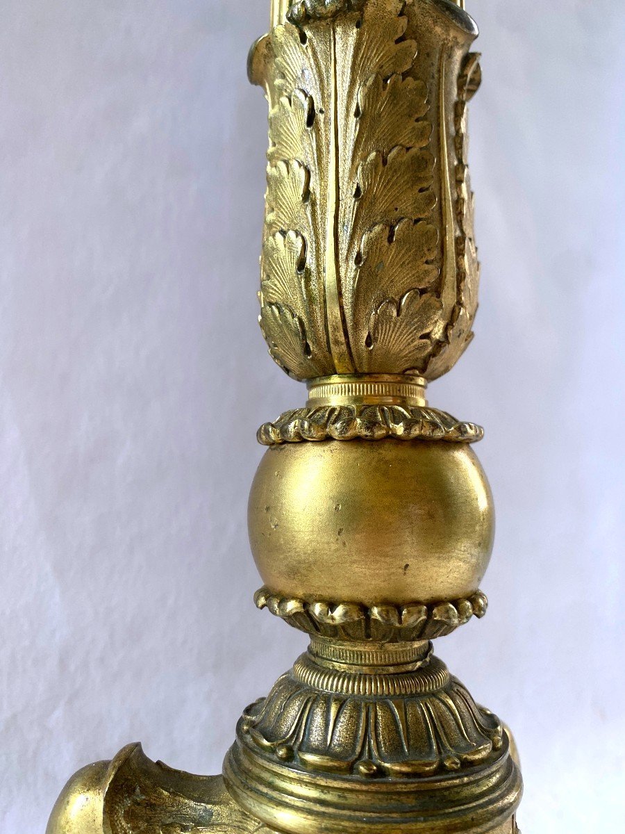 Large Gilt Bronze Candelabra Lamp-photo-1