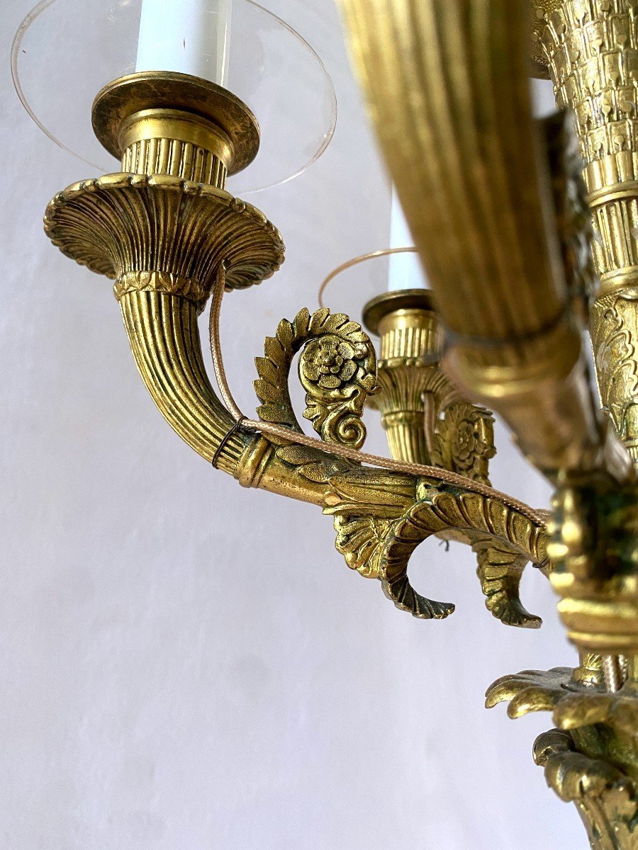 Large Gilt Bronze Candelabra Lamp-photo-3