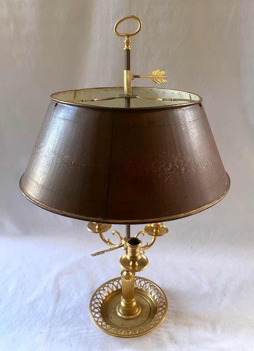 Lampe Bouillotte Louis XVI En Bronze Doré-photo-2