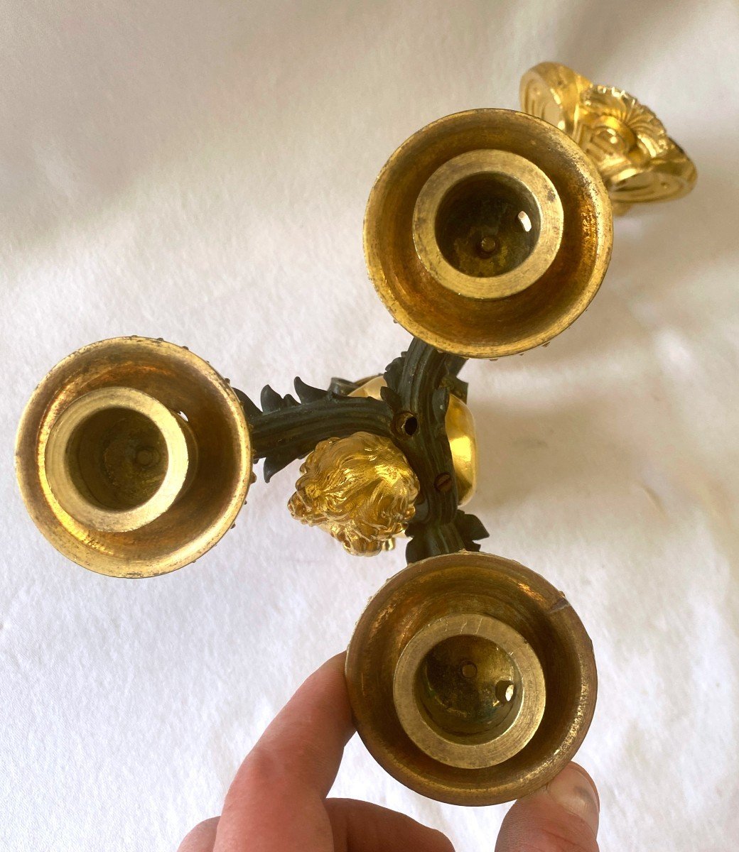 Pair Of Gilt And Patinated Bronze Wall Lights-photo-6