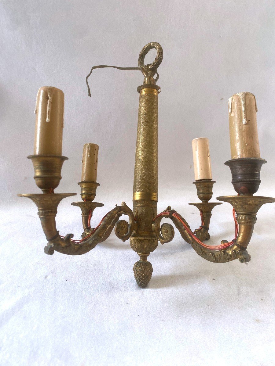 Small Empire Style Chandelier In Gilt Bronze-photo-2