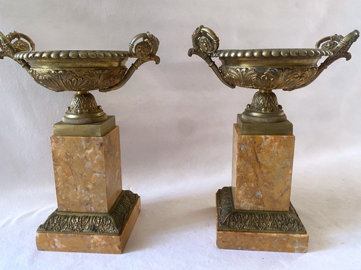 Large Pair Of Bronze And Marble Casseroles-photo-2