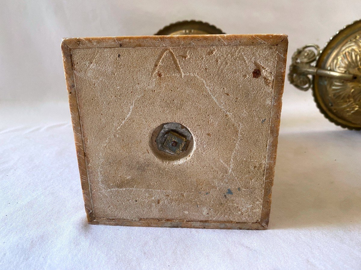 Large Pair Of Bronze And Marble Casseroles-photo-6