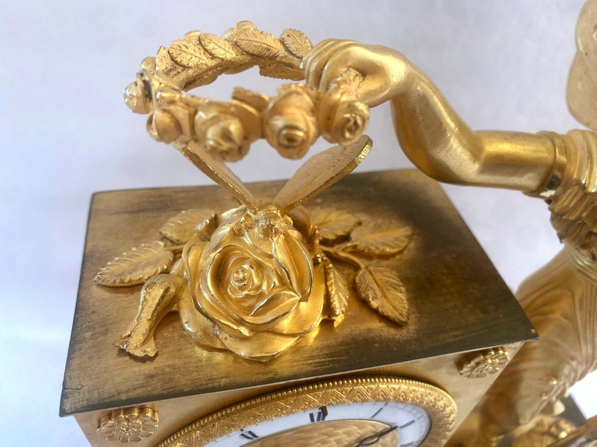 Restoration Clock In Gilt Bronze-photo-2