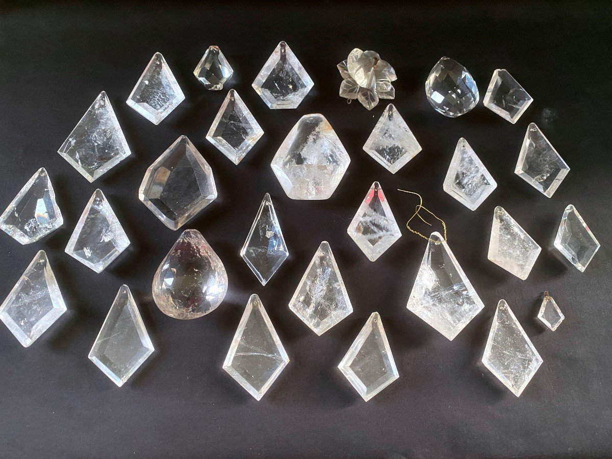 Large And Rare Rock Crystal Tassel Set -photo-3