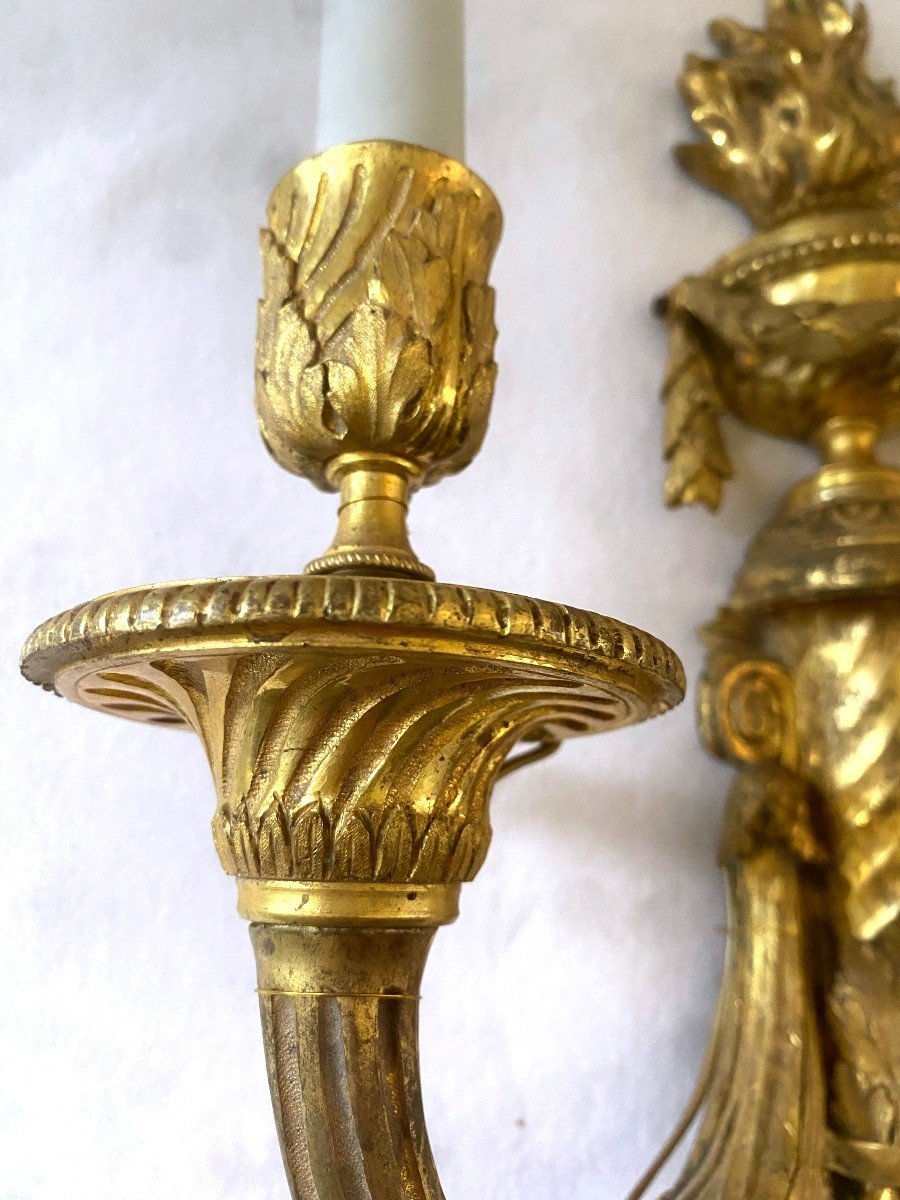 Pair Of Louis XVI Gilt Bronze Wall Lights By Prieur-photo-4