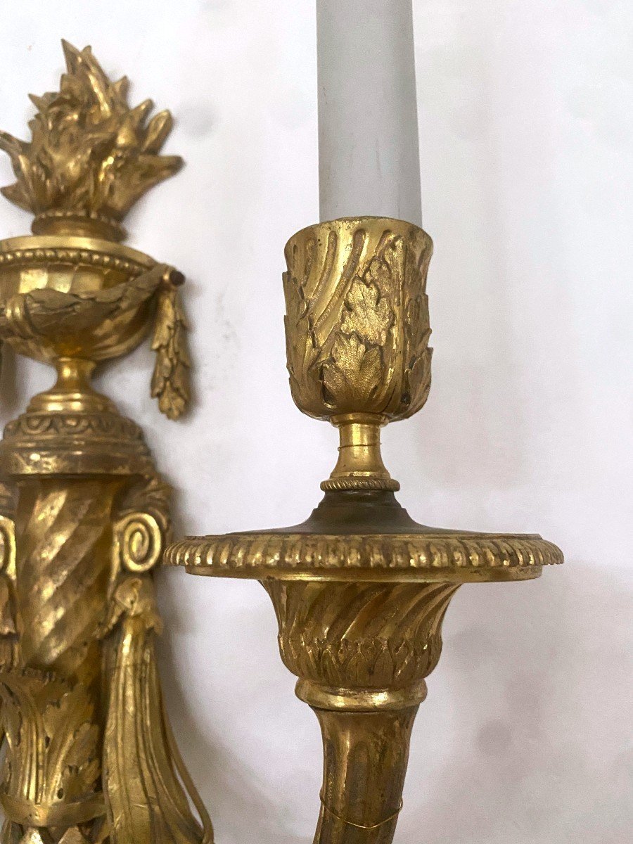 Pair Of Louis XVI Gilt Bronze Wall Lights By Prieur-photo-6