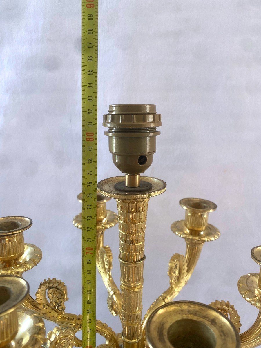 Empire Period Candelabra Lamp In Gilt Bronze -photo-7