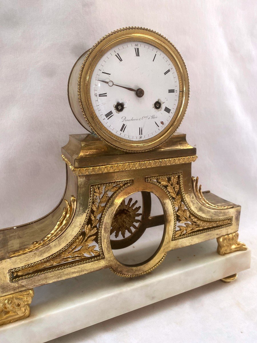 Directoire Clock Signed Deverberie -photo-2