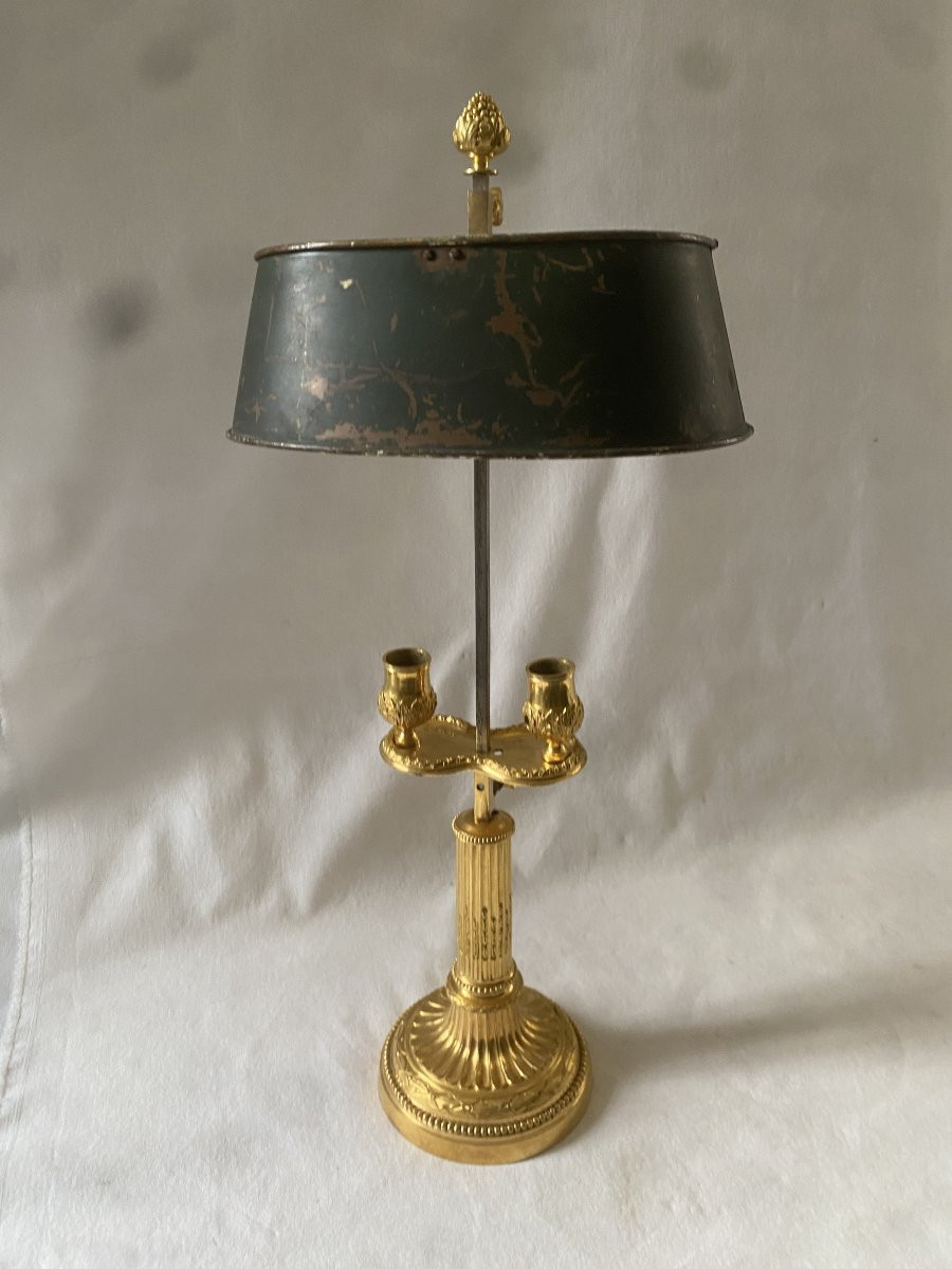 Lampe Bouillotte Louis XVI En Bronze Doré-photo-2