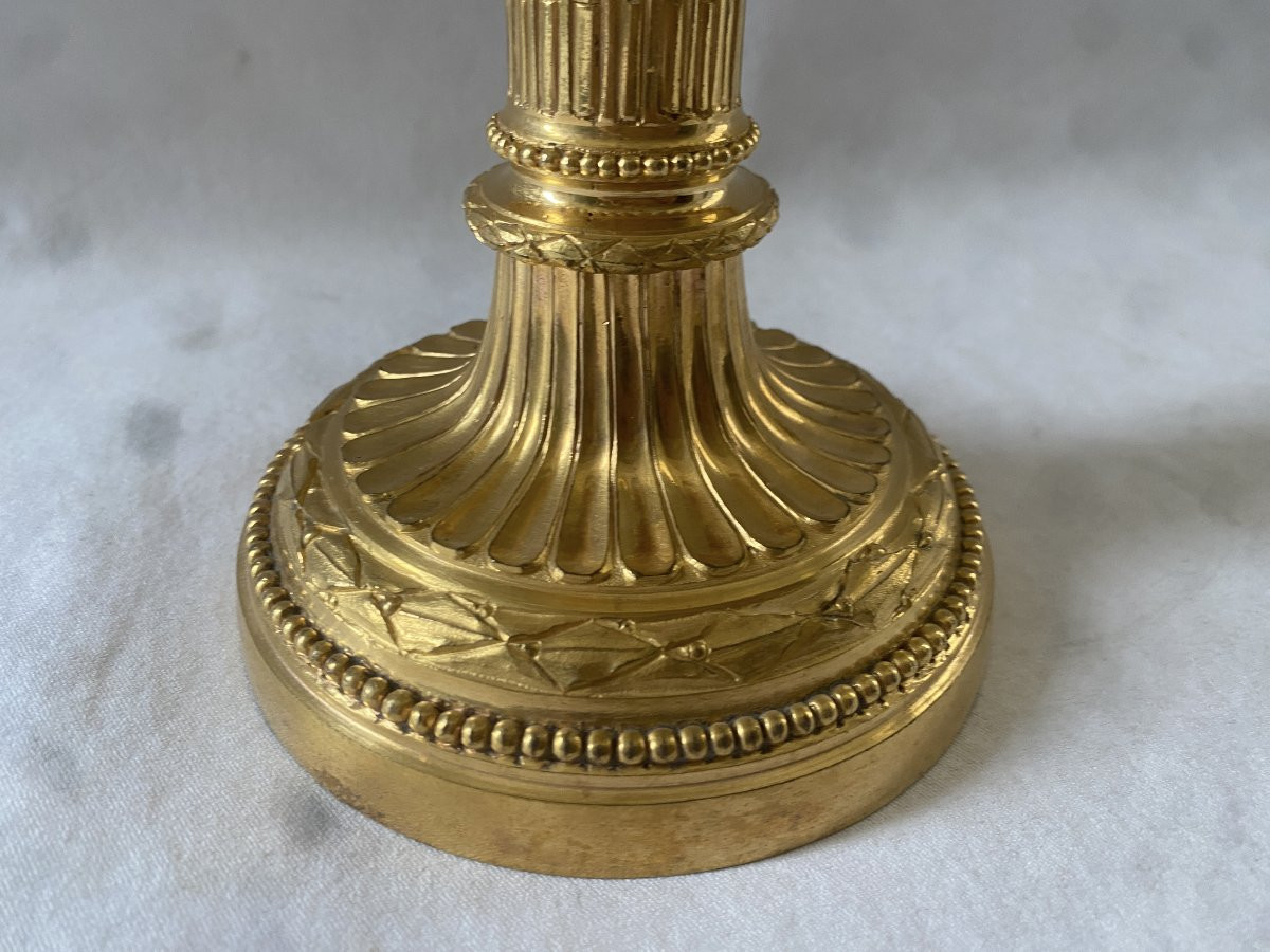 Lampe Bouillotte Louis XVI En Bronze Doré-photo-2