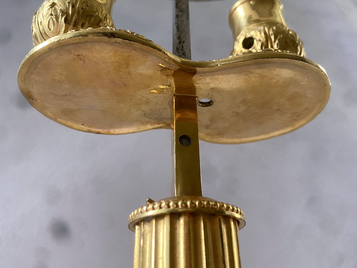 Lampe Bouillotte Louis XVI En Bronze Doré-photo-5