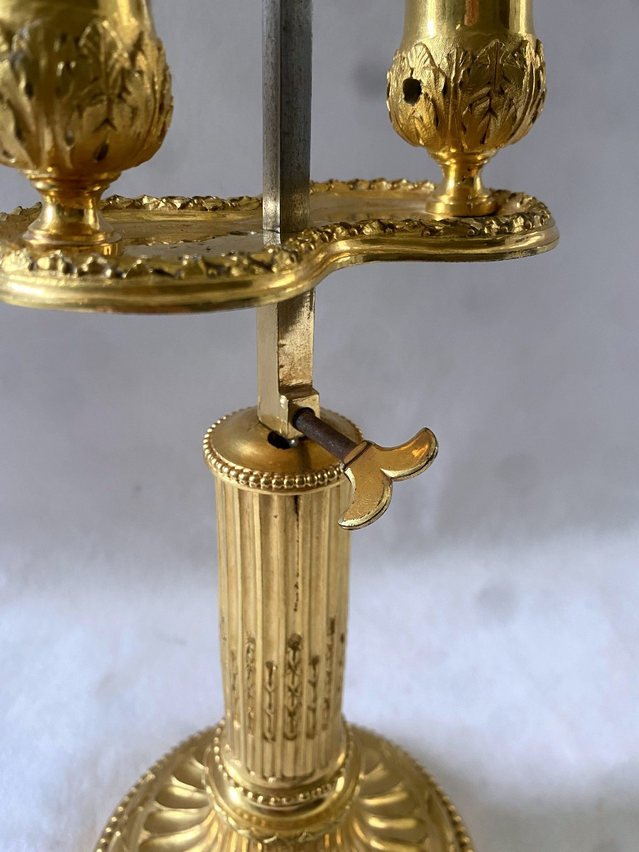 Lampe Bouillotte Louis XVI En Bronze Doré-photo-6