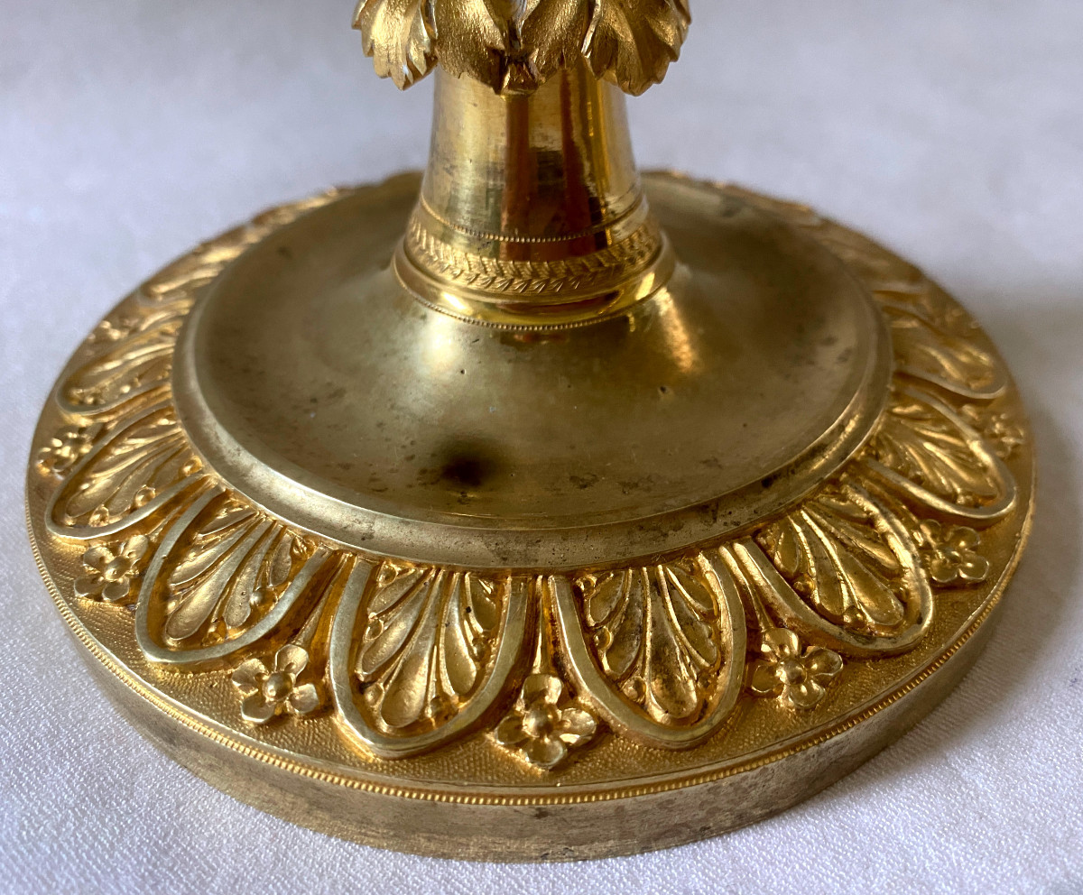 Pair Of Directory Candlesticks In Gilt Bronze-photo-3