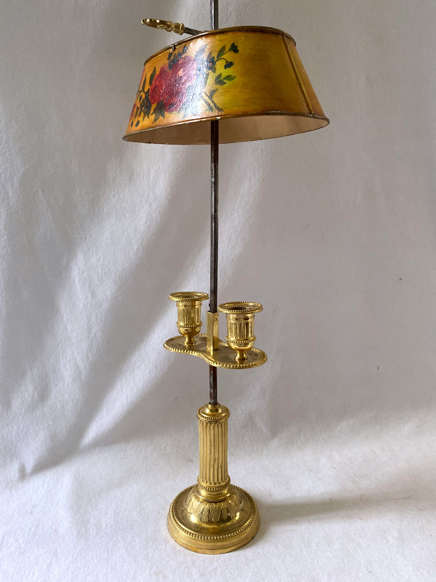 Lampe Bouillotte Louis XVI En Bronze Doré-photo-3