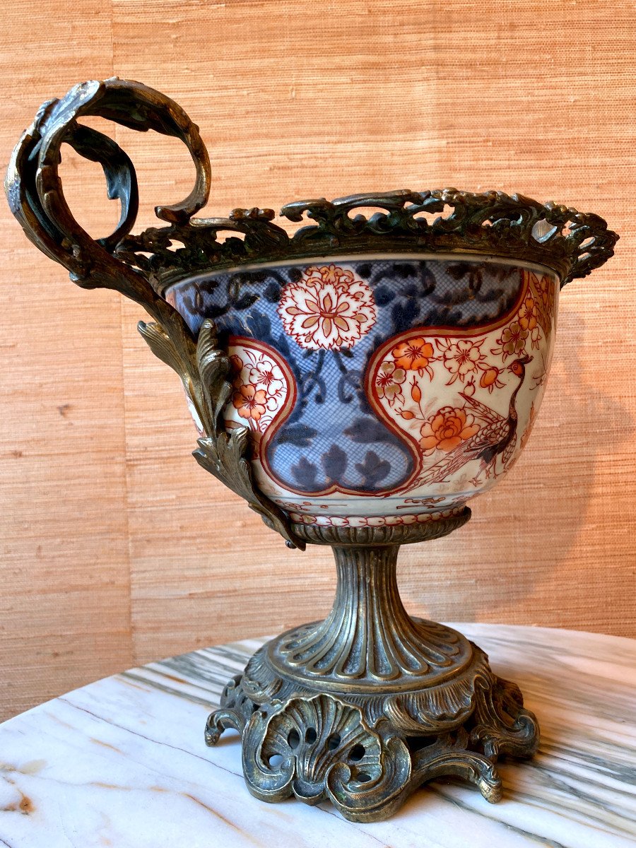 Coupe En Porcelaine Imari Montée Bronze-photo-2