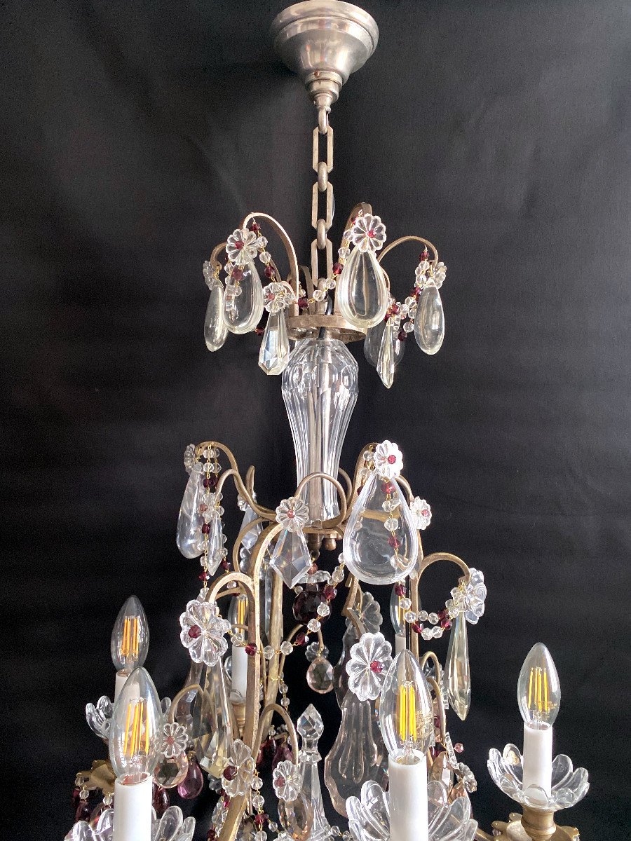 White Crystal And Amethyst Chandelier-photo-7