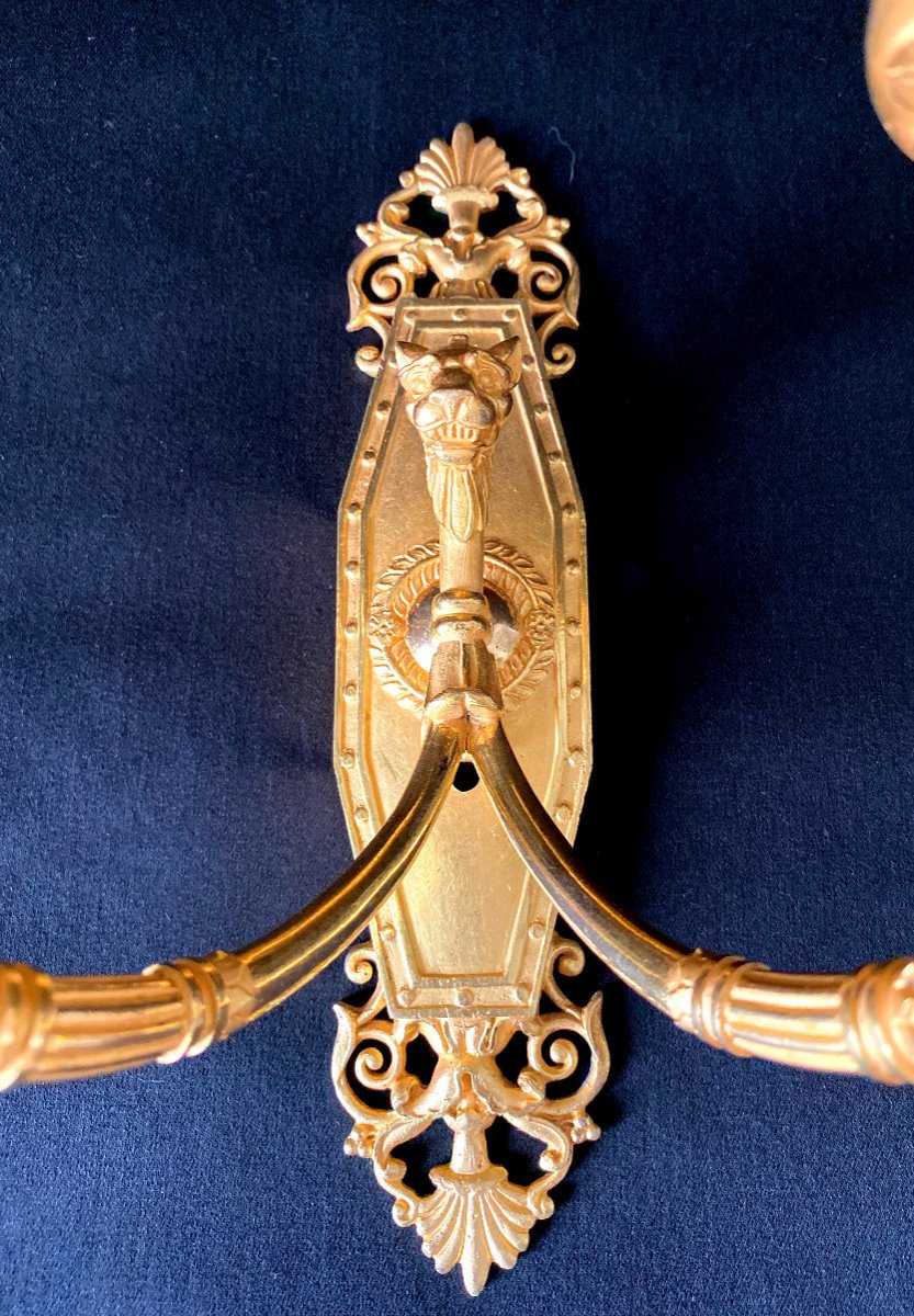 Pair Of Empire Sconces Attributed To Feuchère In Gilt Bronze-photo-2