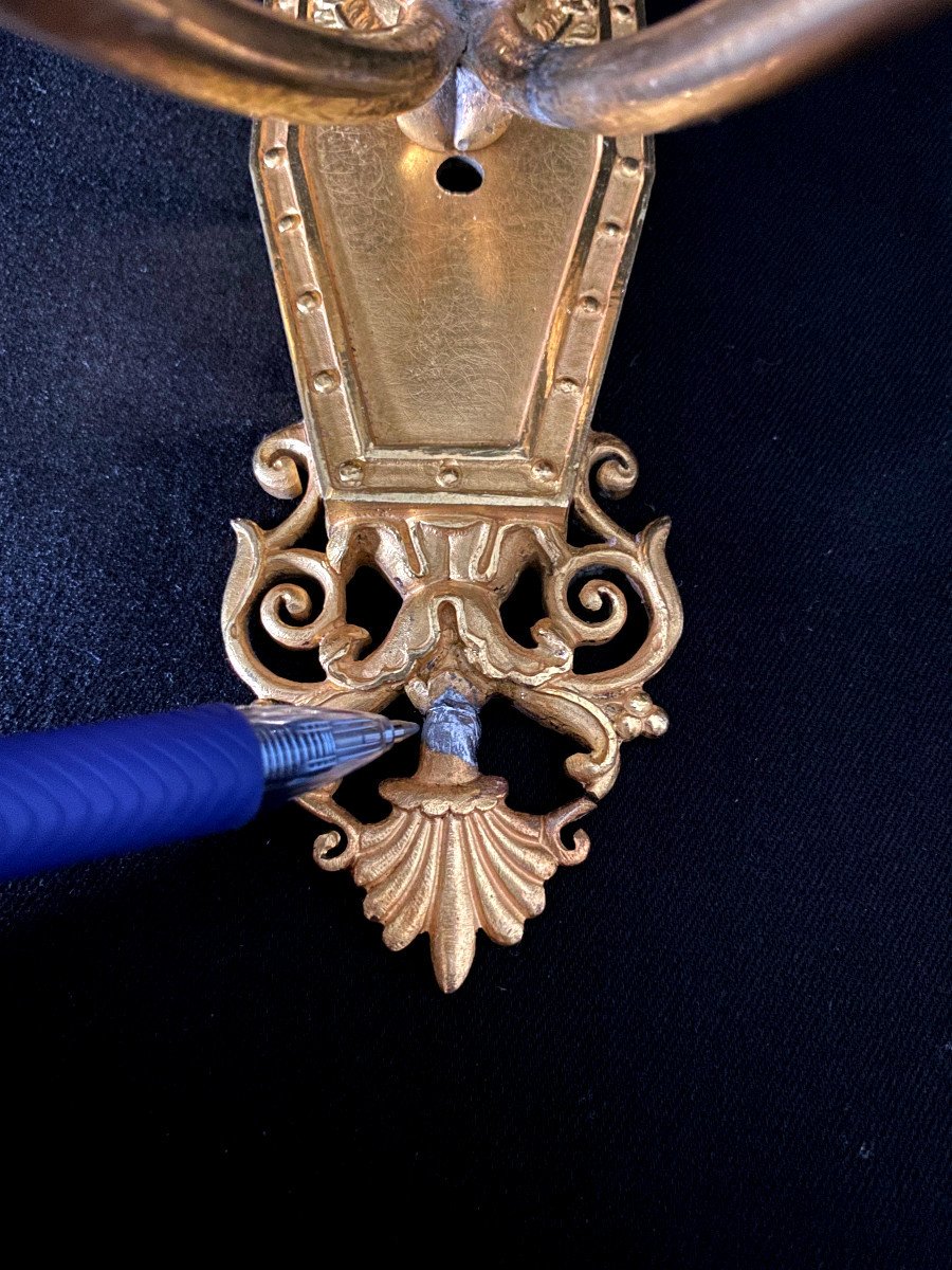 Pair Of Empire Sconces Attributed To Feuchère In Gilt Bronze-photo-7