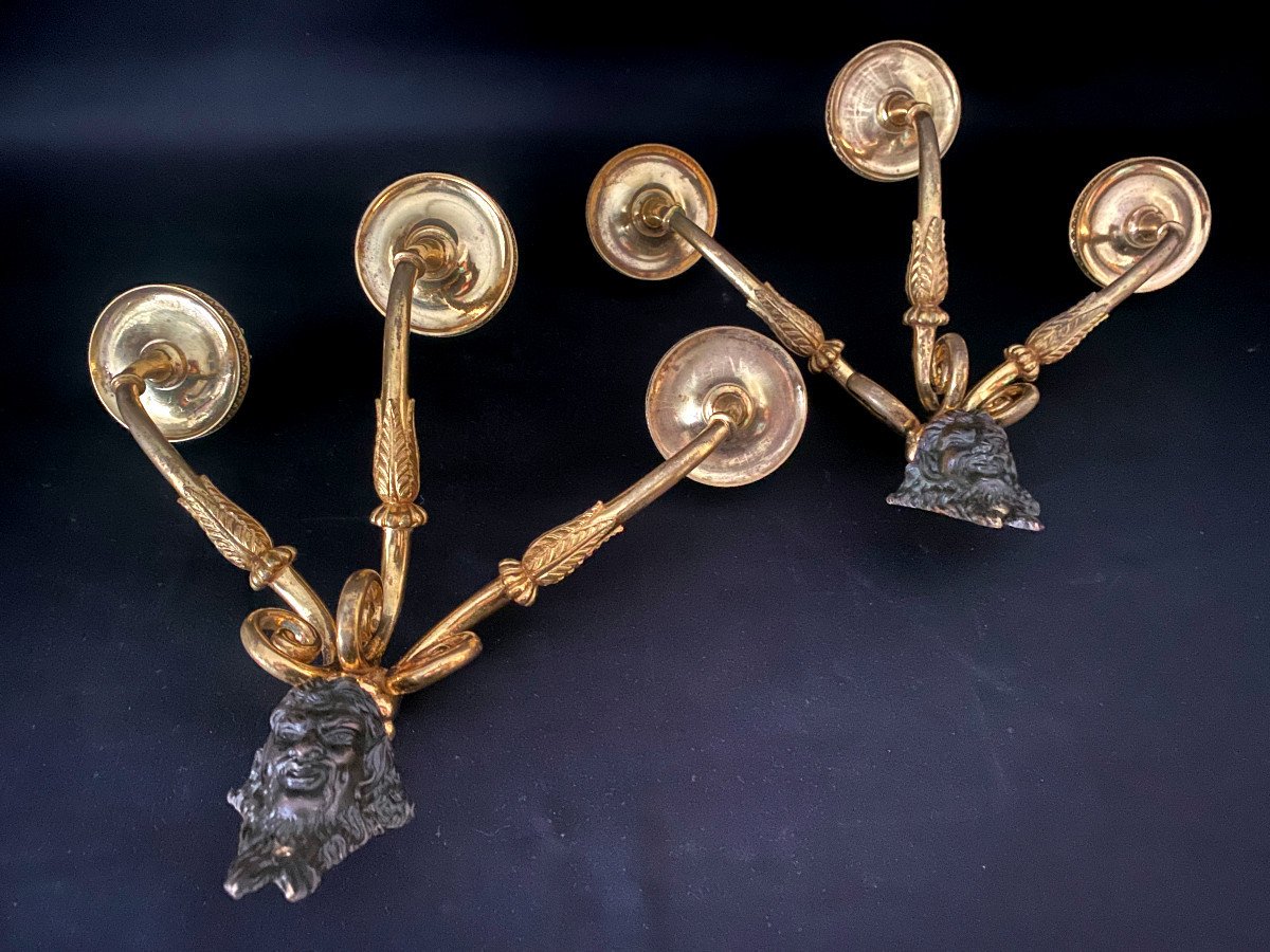 Pair Of Trumeau Sconces In Gilt Bronze Late Eighteenth Century-photo-2