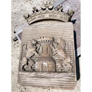 Carved Stone Castle Coat Of Arms