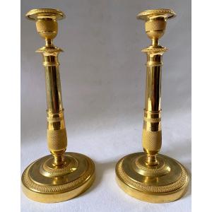 Empire Candlesticks In Gilt Bronze