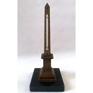 Thermomètre Obélisque En Bronze Et Marbre