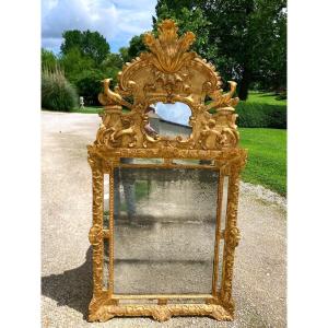 Pedimented Mirror In Golden Wood, Regency Period