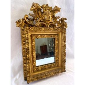 High Period Italian Mirror In Golden Wood 