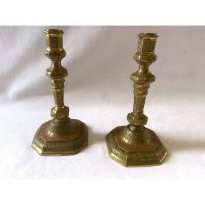 Regency Period Pair Of Bronze Candlesticks