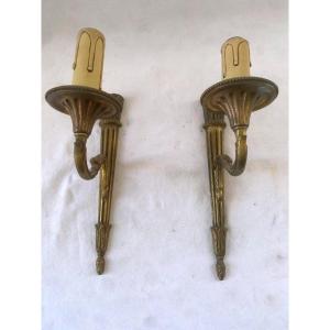 Pair Of Louis XVI Style Bronze Wall Lights