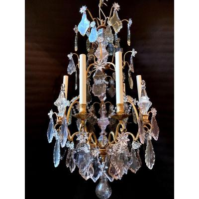 Louis XV Period Cage Chandelier In Gilt Bronze And Crystal