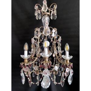 White Crystal And Amethyst Chandelier