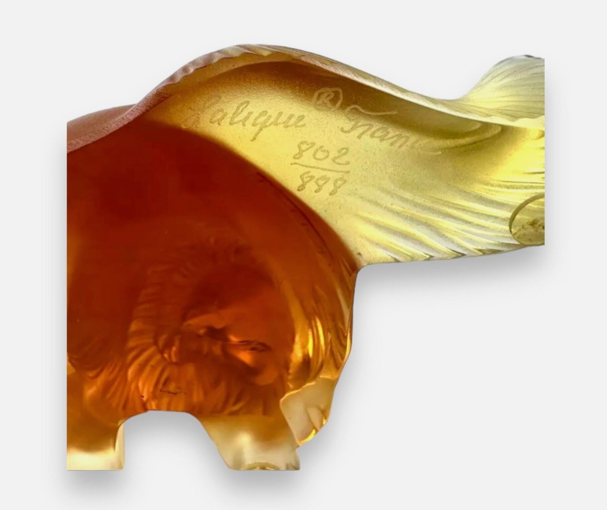 Golden Retriever In Crystal Signed Lalique France 802/888-photo-2