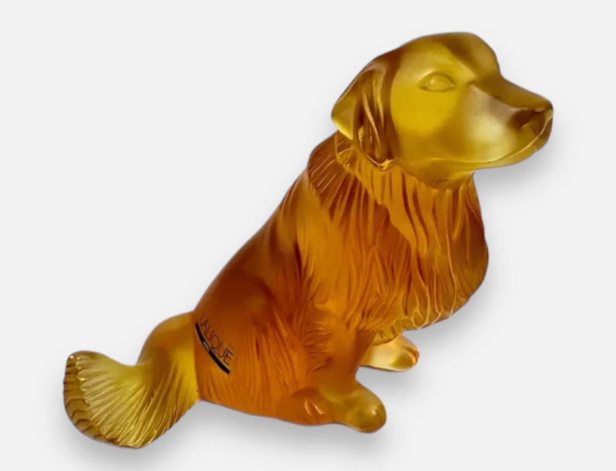 Golden Retriever In Crystal Signed Lalique France 802/888-photo-4