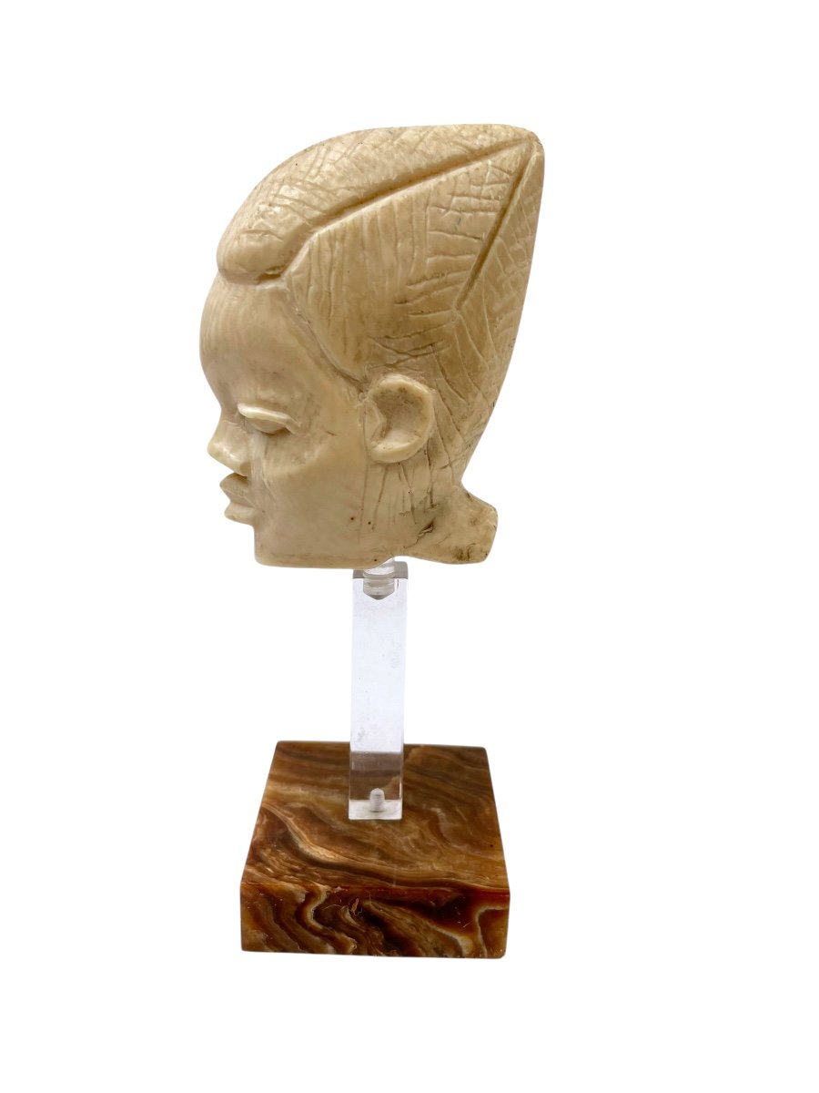 African Ivory Statuette Creation Of Claude De Muzac-photo-2