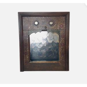 19th Century Wooden Trumeau Mirror With Floral Decor 