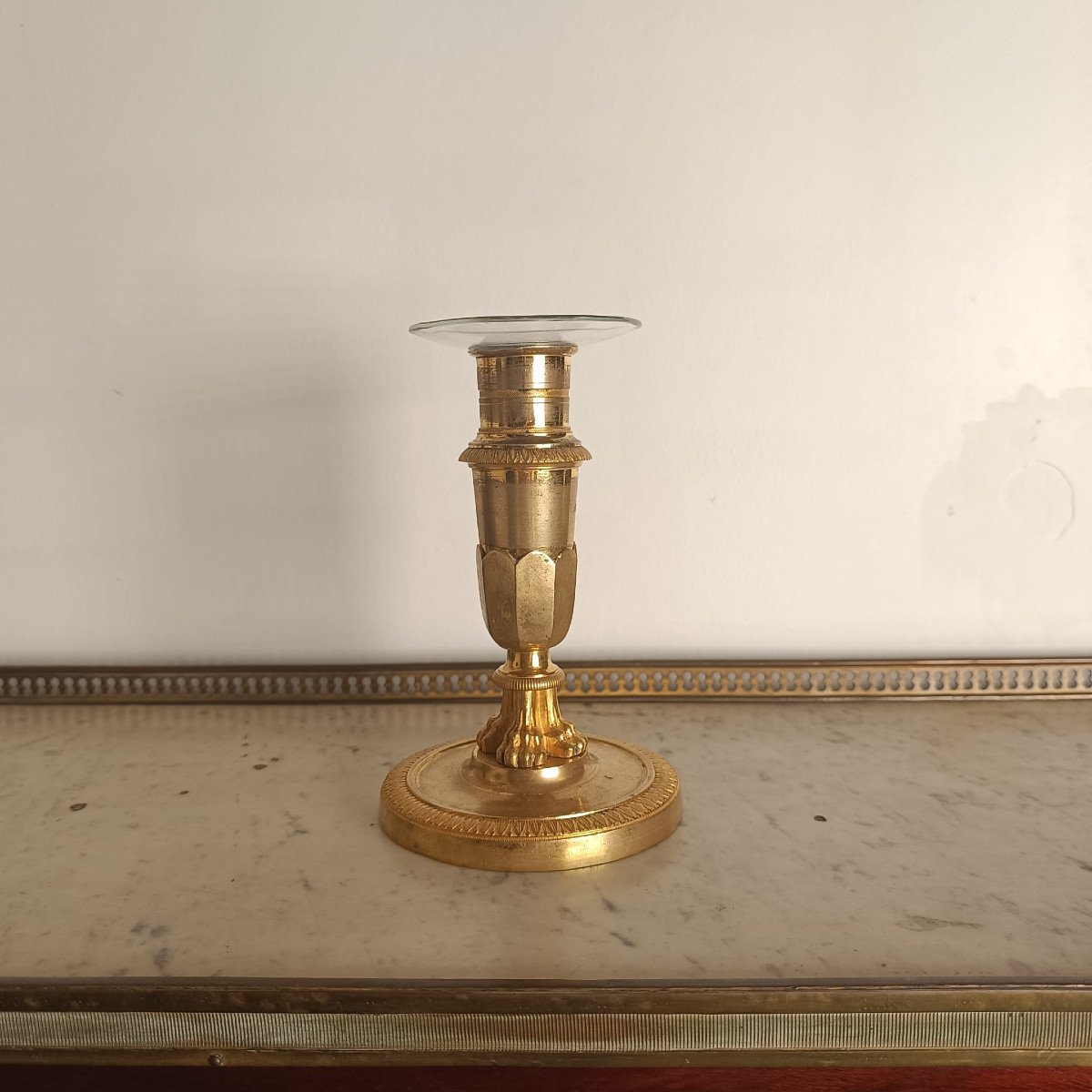 Empire Period Candlestick Or Torch, Gilt Bronze-photo-2